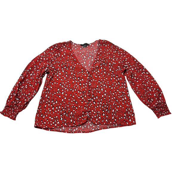 Sanctuary Noelle Leopard Print Smocked Sleeve Button Down Blouse *SMALL FLAW* - Picture 4 of 15